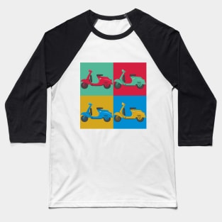 Vintage Italian Scooter Pop Art Illustration Baseball T-Shirt